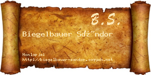 Biegelbauer Sándor névjegykártya