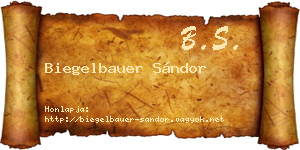 Biegelbauer Sándor névjegykártya